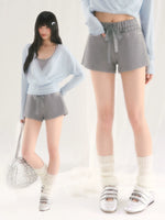 Gray Lace Tie Shorts
