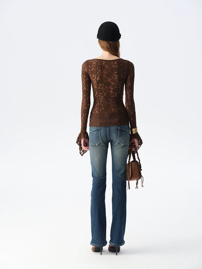 Vintage Wash Whisker Slim Straight Jeans