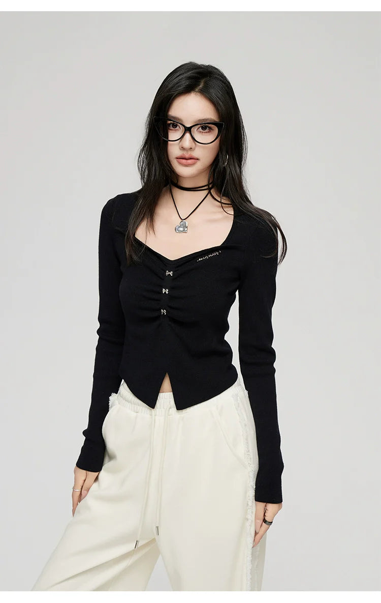 Black &amp; White Wide Neckline Sweater