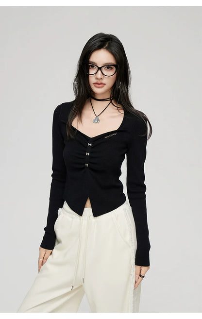 Black &amp; White Wide Neckline Sweater