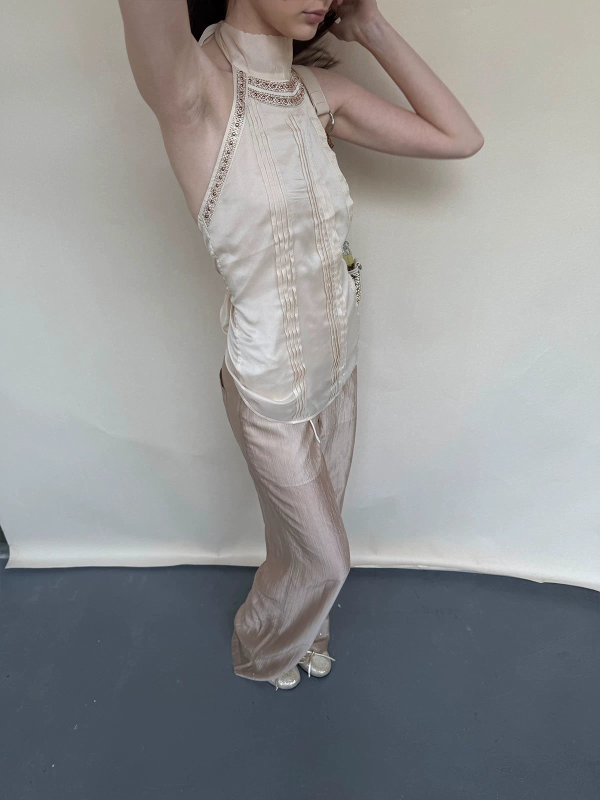 Rhinestone Back-Tie Top