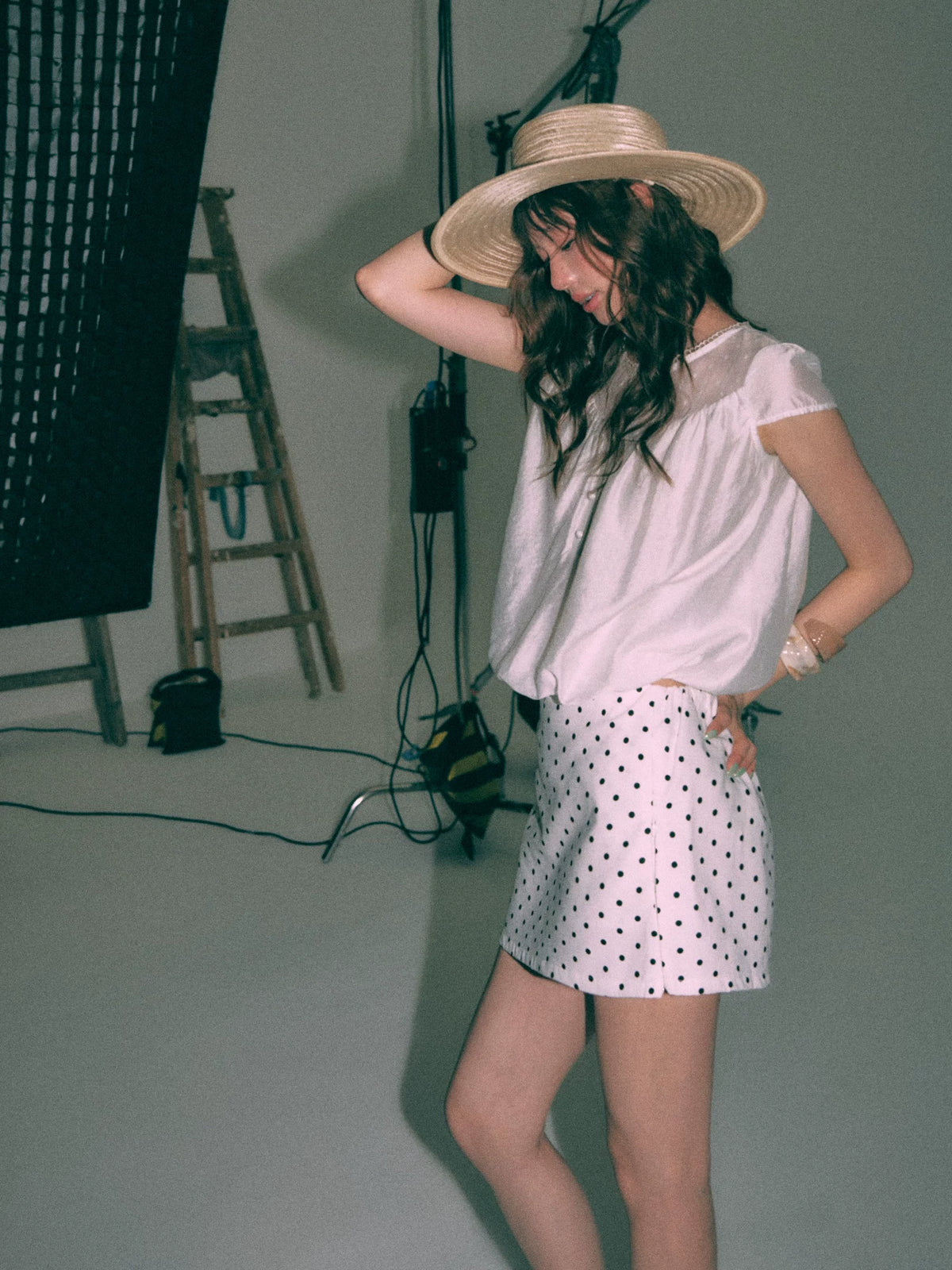 French Crewneck Puff Hem Top
