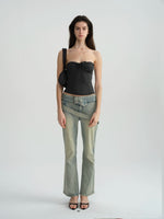Two-Tone Tie-Strap Knit Bustier