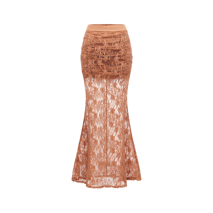 Lace Satin Boned Two-Piece Set