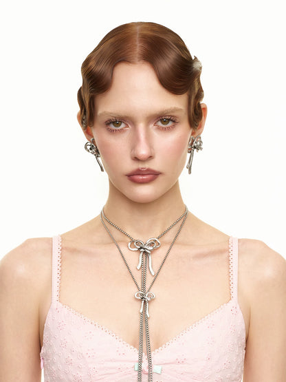 Vintage Rhinestone Bow Necklace