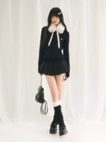 Detachable Snood Cable Knit Top