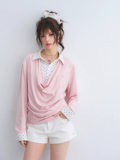 Polka Dot Layered Drape Top