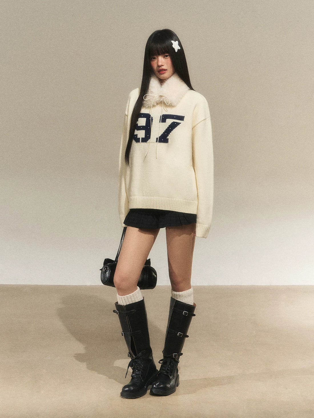 Detachable Fur Collar Sweater