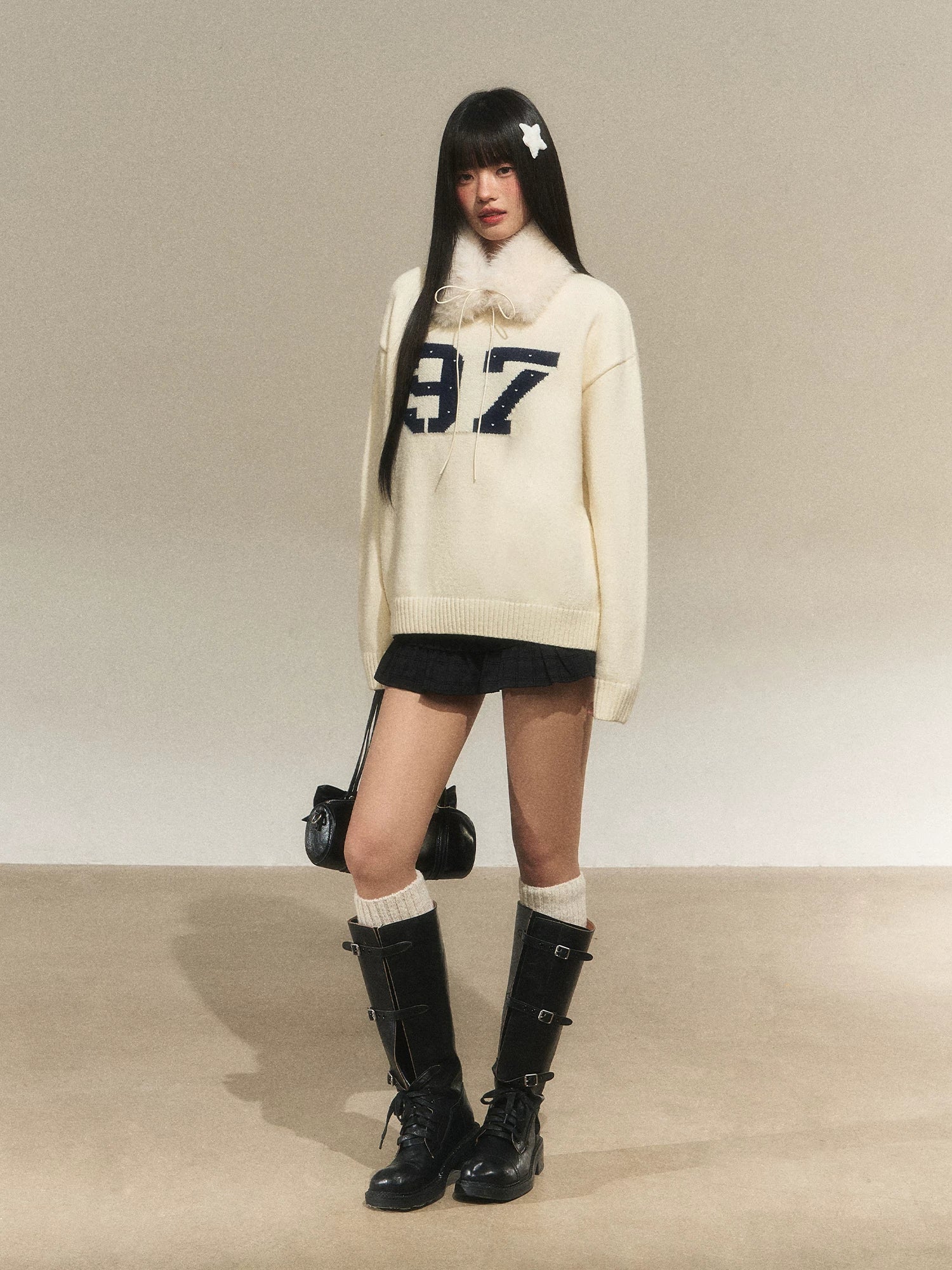 Detachable Fur Collar Sweater