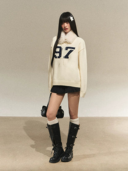 Detachable Fur Collar Sweater