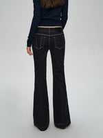 Black Contrast Flared Jeans
