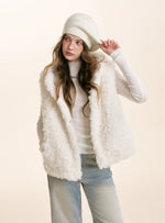 White Hooded Shearling Vest