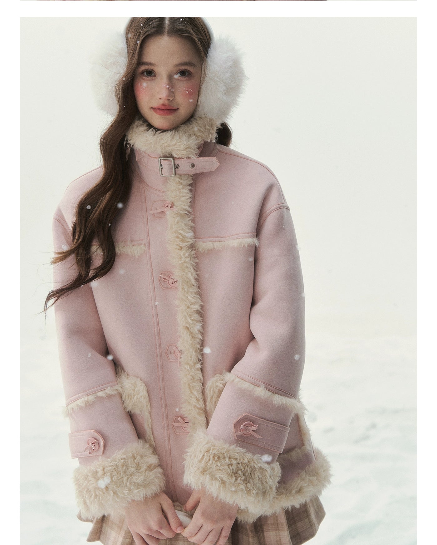 Pink &amp; Blue Reversible Faux Shearling Coat