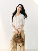 White Cotton Ruffle Top
