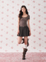 Black Vintage Pleated Mini Skirt
