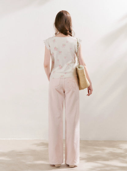 Rose Lace Knit T-shirt