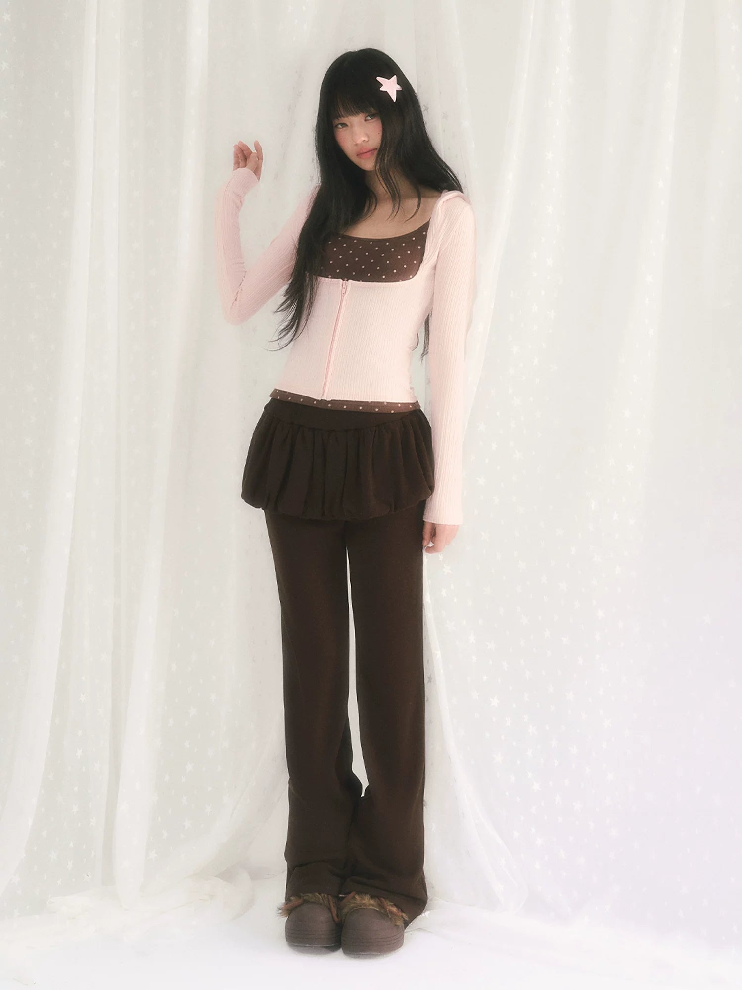 U-Neck Hooded Knit Cardigan &amp; Camisole Set