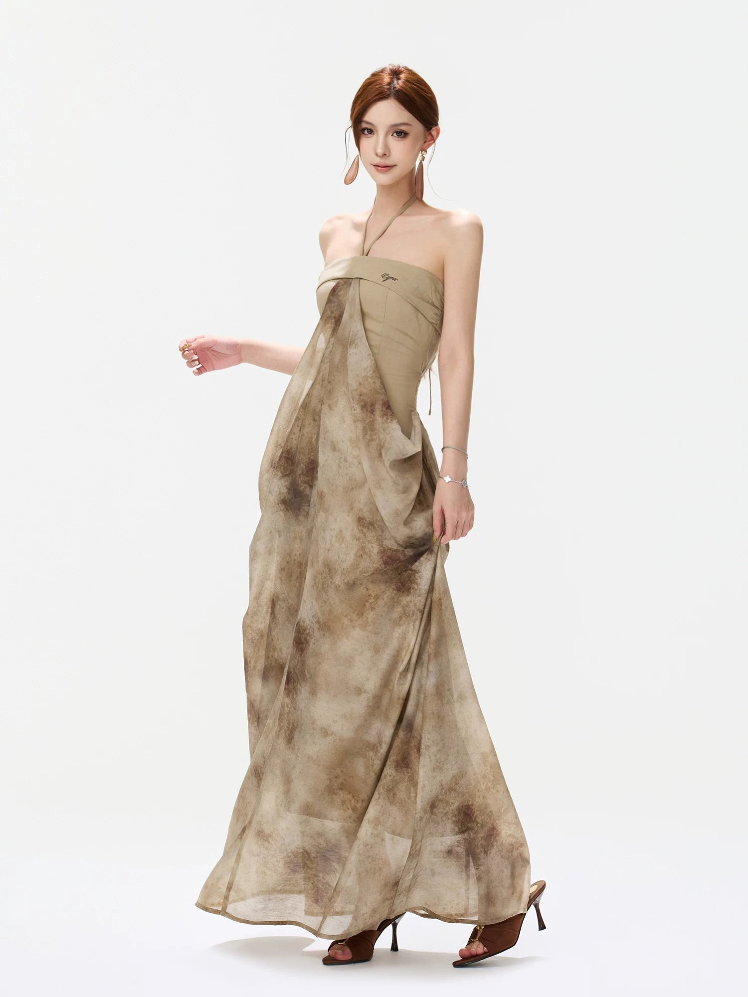Watercolor Halter Maxi Dress
