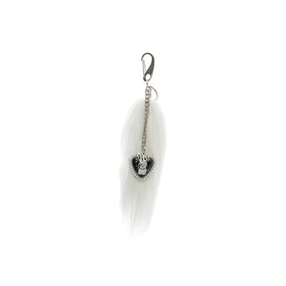 Black &amp; White Cat Tail Keychain