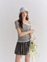 Contrast Off-Shoulder T-shirt