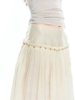 Beaded A-line Pleated Tencel Skirt