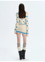 Beige Contrast Knit Skirt