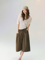 Relaxed Waist Wide-Leg Cropped Pants