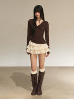 Lace Panel Faux Layered Knit Dress