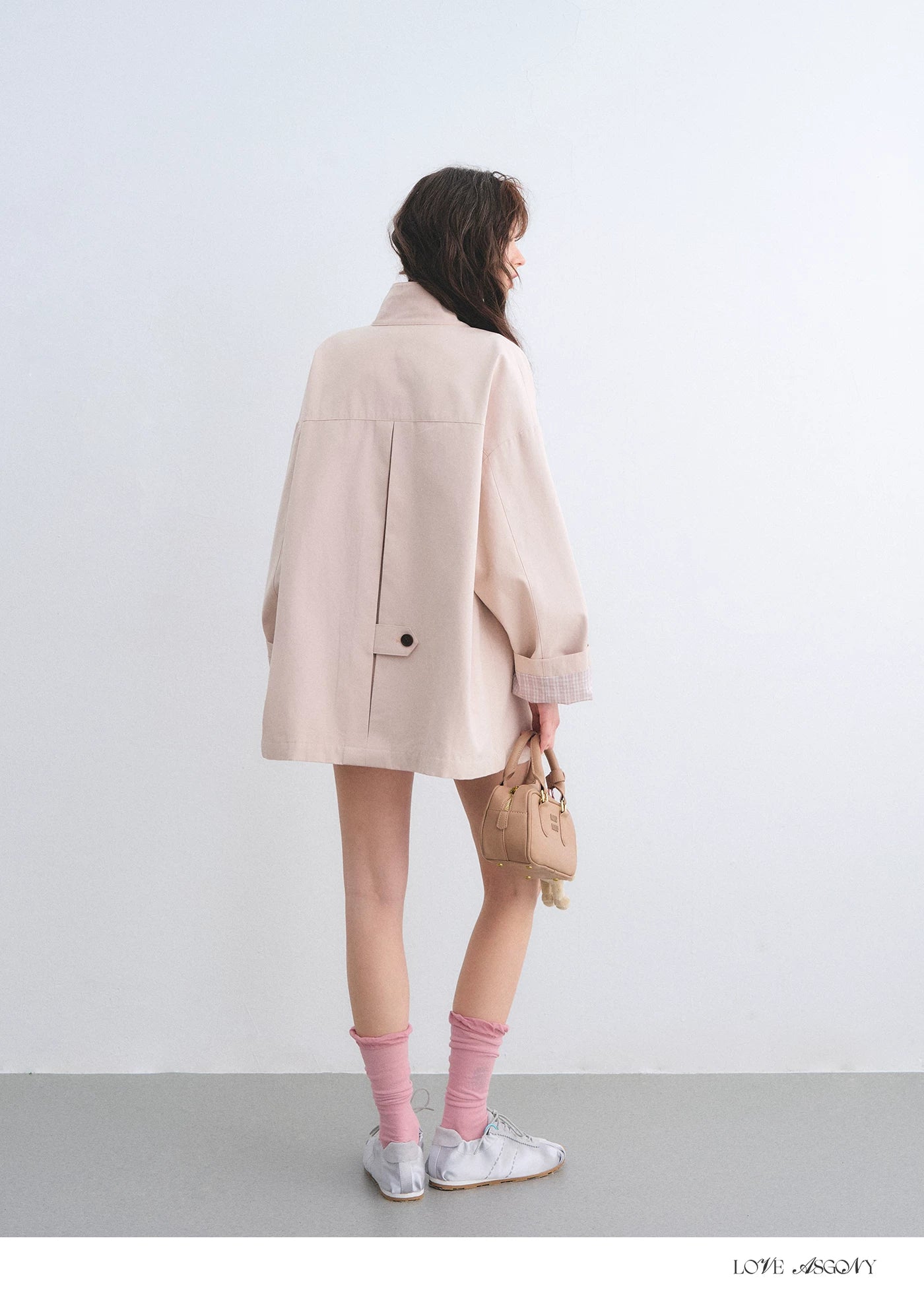 Detachable Ear Plaid Trench