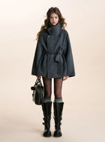 Gray Stand Collar Wool Coat