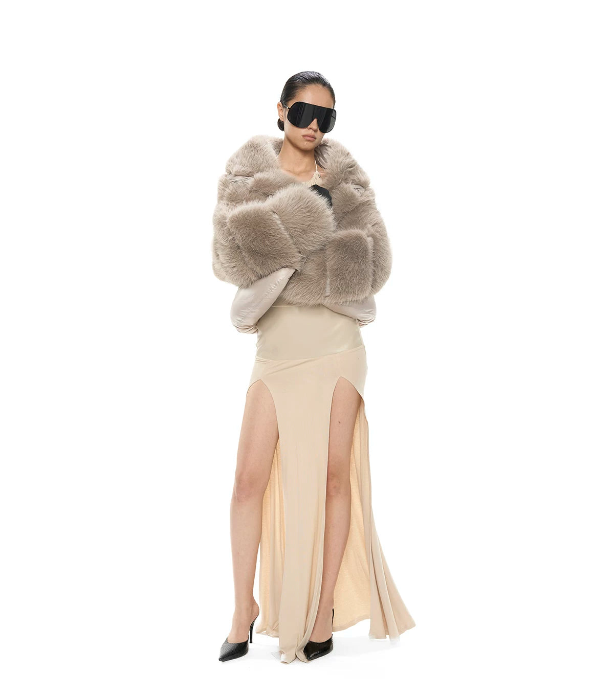 Detachable Hood Halter Maxi Dress