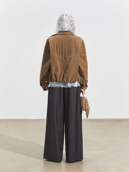 Gray Draped Flip-Waist Trousers