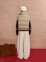 Lace Stand Collar Puffer Vest