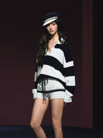 Nautical Relaxed Stripe Polo Sweater & Shorts Set