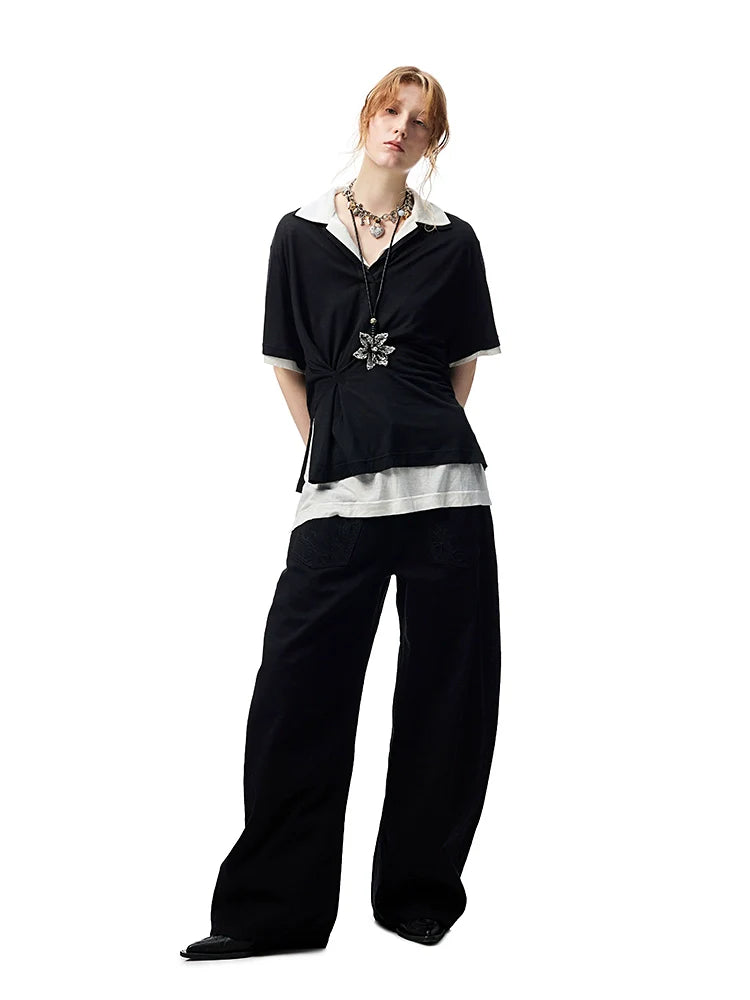 Oversized Fake Two-piece Polo Shirt