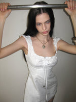 White Tie Square Neck Dress