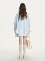Mock-Layer Scarf Collar Chunky Cardigan