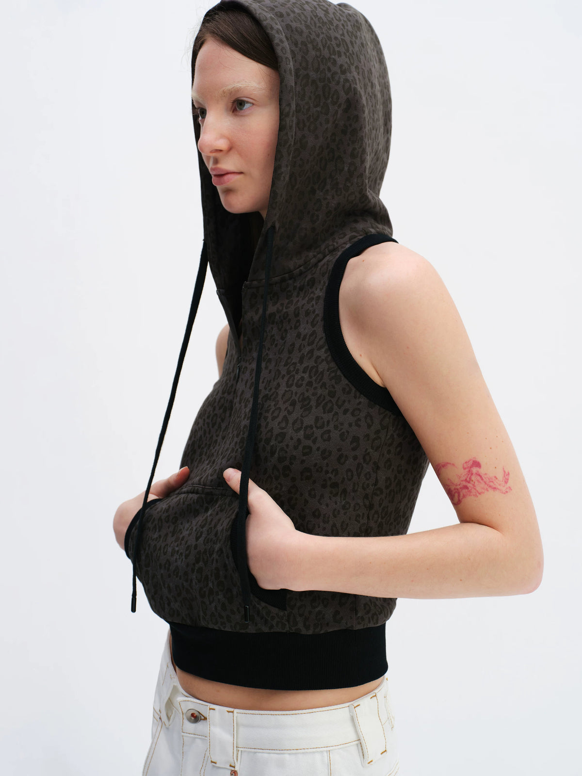 Leopard Sleeveless Hoodie
