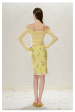 Yellow Butterfly Off-Shoulder Set