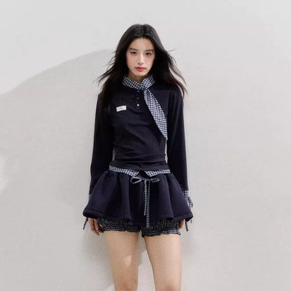 Bow-Tie Sweatshirt &amp; Puffy Skirt Set