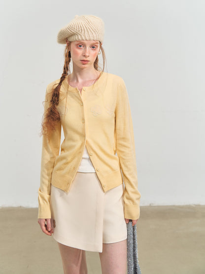 Crewneck Cartoon Patch Embroidered Cardigan