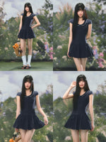 Plaid Collar A-Line Dress