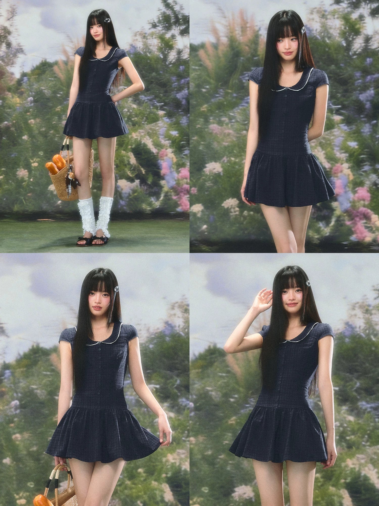 Plaid Collar A-Line Dress