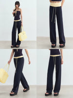 Contrast Waist Drawstring Pants