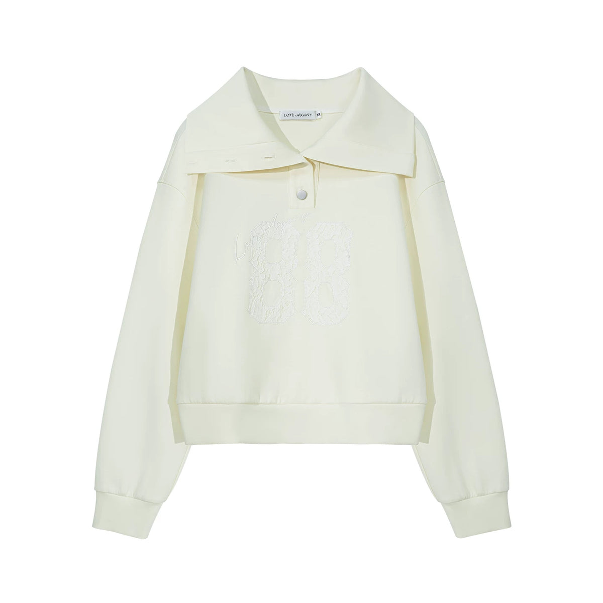 Vintage Lace Collar Embroidered Sweatshirt
