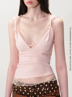Pink Lace Twist Tank Top