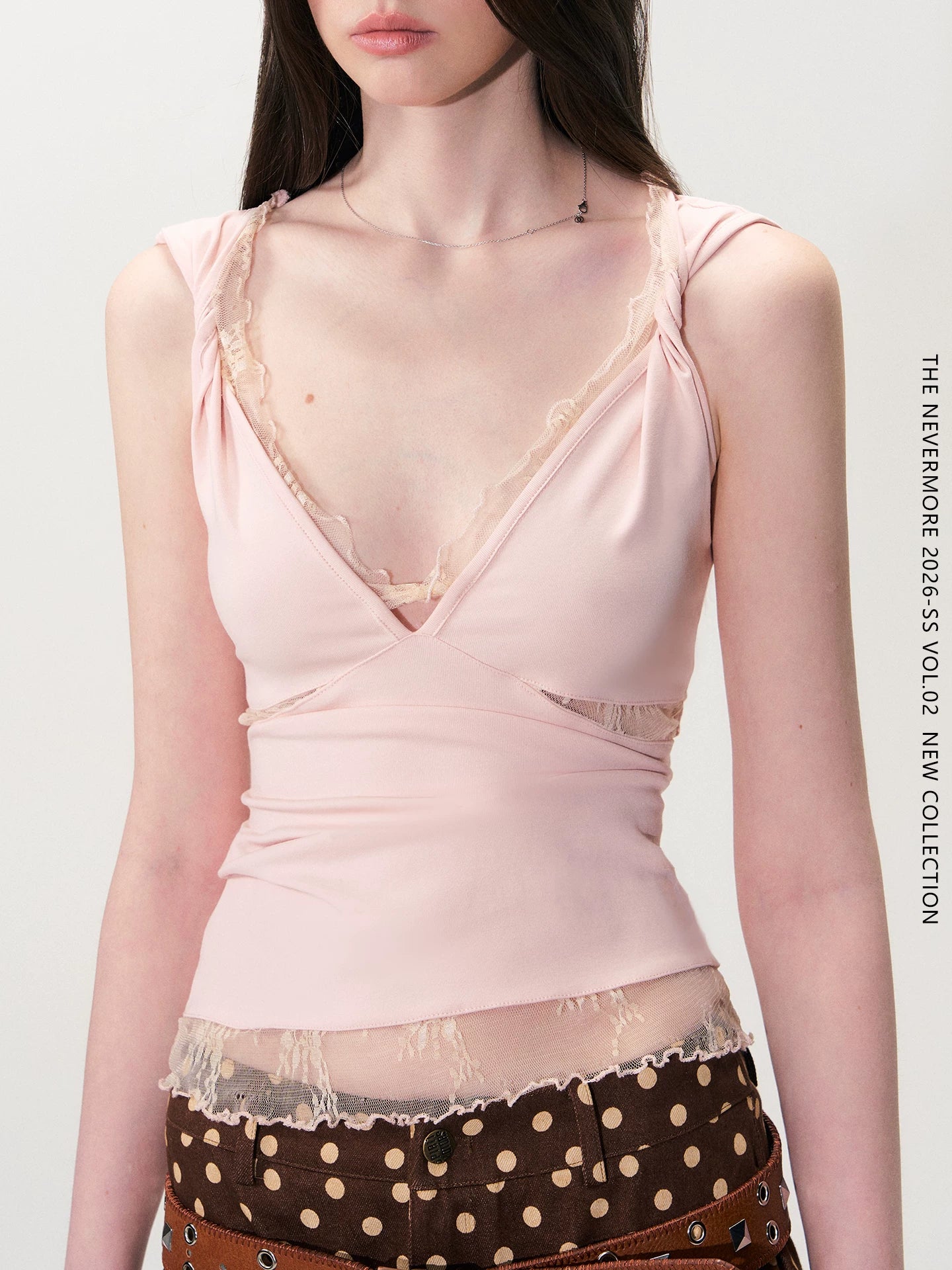 Pink Lace Twist Tank Top