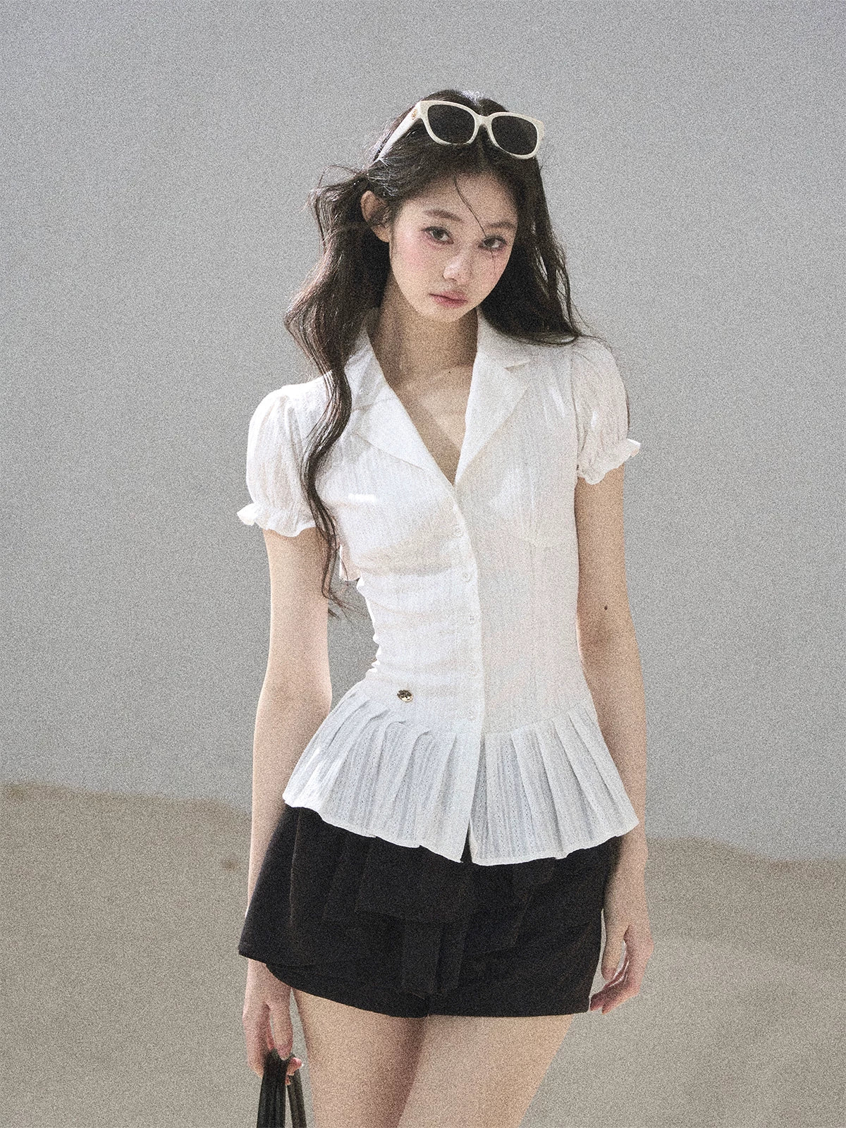 Puff Sleeve V-neck Shirt