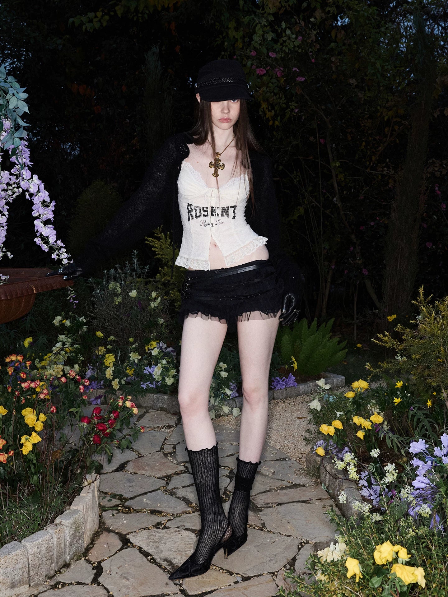 Lace Print Corset Top