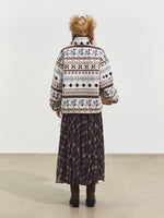 Jacquard Fleece High-neck Oversized Jacket